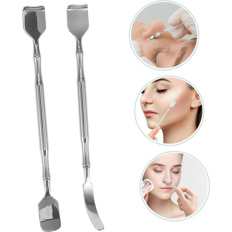 2 Pezzi Strumento Rimuovi Punti Neri, Raschietto Viso in Acciaio Inossidabile per Rimozione Comedoni Acne, Delicata Cura della Pelle per Tutti i Tipi di Pelle