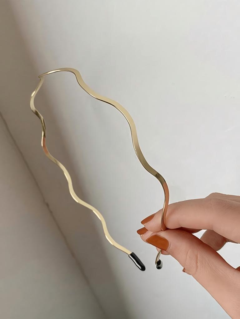 1pc Minimalist Headband Hair Accessory Fashion Metal Wave Curls Suitable For Daily Casual Wear Women Elegant Hair Band Hair Hoop