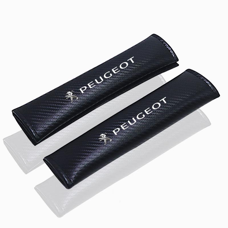 2Pcs Car Seat Belt Carbon Fiber Safety Belt Shoulder M Covers for Peugeot 206 307 308 3008 207 208 407 508 2008 Auto Accessories