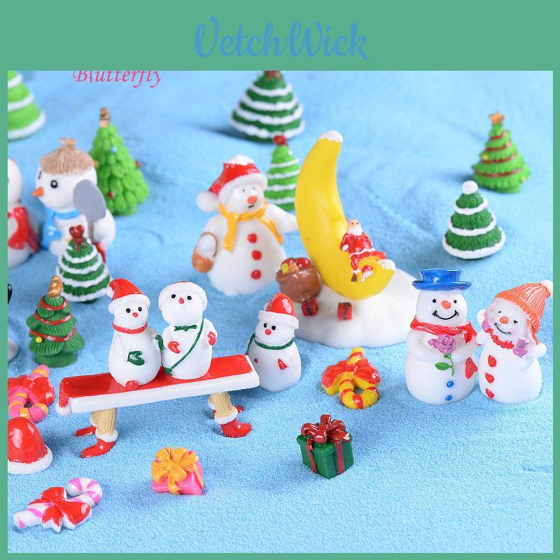 Adorable Resin Christmas Couple Snowman Figurines Perfect For Diy Miniature Gardens