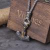 Norse Scandinavian Vienna Viking Valknut Necklace Men Vintage Stainless Steel Mjolnir Thor's Hammer Pendant Necklace Jewelry