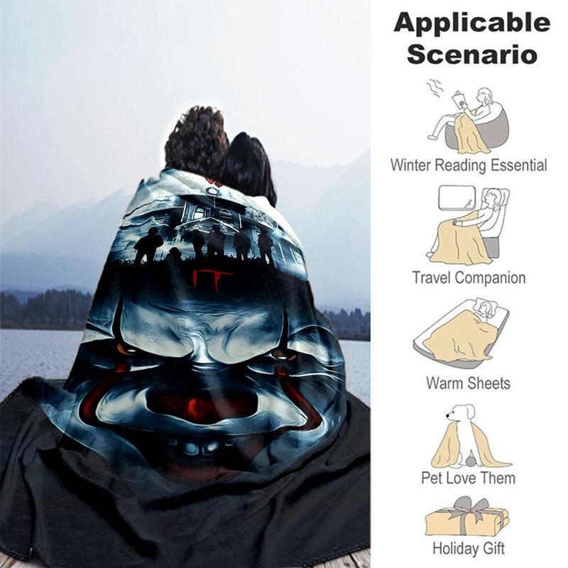 1pc Blanket Pennywise the Dancing Clown Print Design, Lightweight Blanket for Sofa, Bed- Soft &Warm, Gift for All Seasons Like Christmas, Halloween