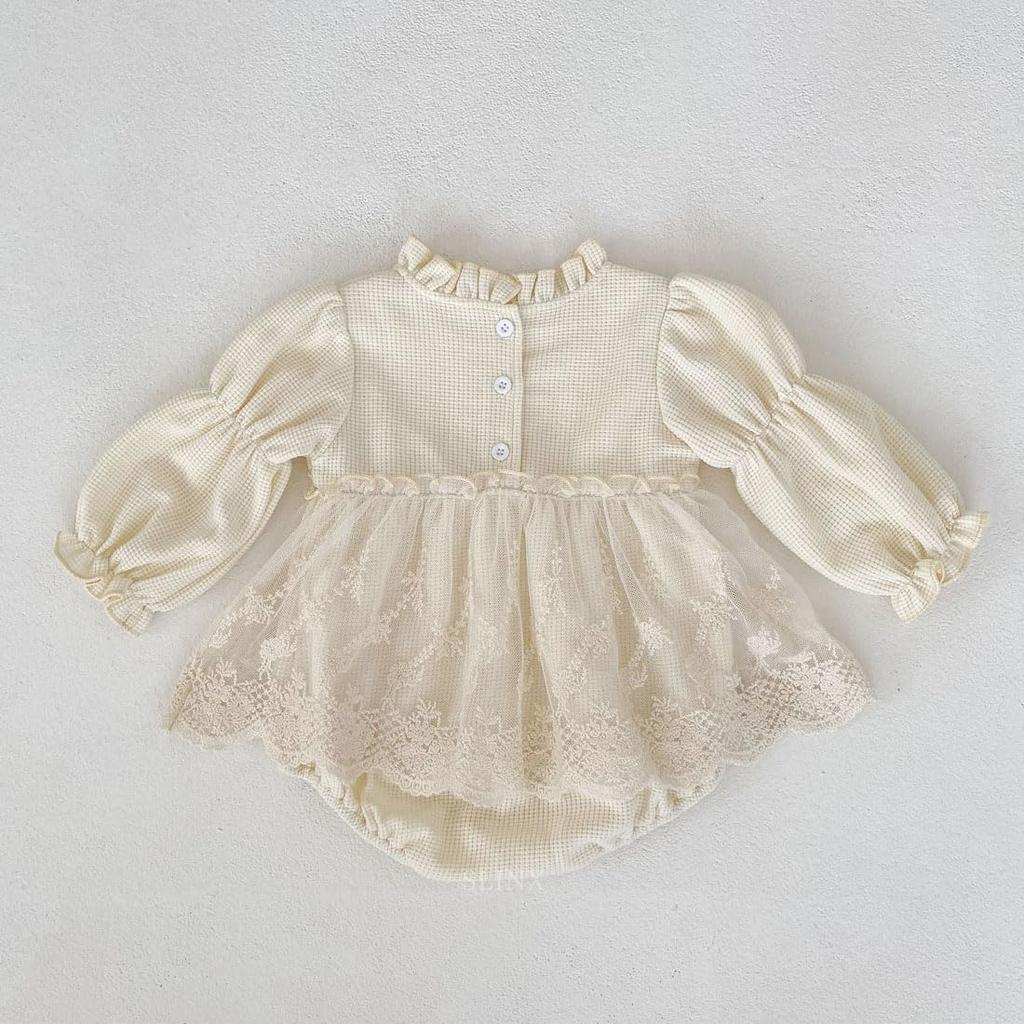 SLINX Lace Floral Ruffled Perfect for and Sizes and Cute and Perfect for Princess QZ2132 Girls' Dress, Print, Sleeves, Weddings, Spring, Autumn,