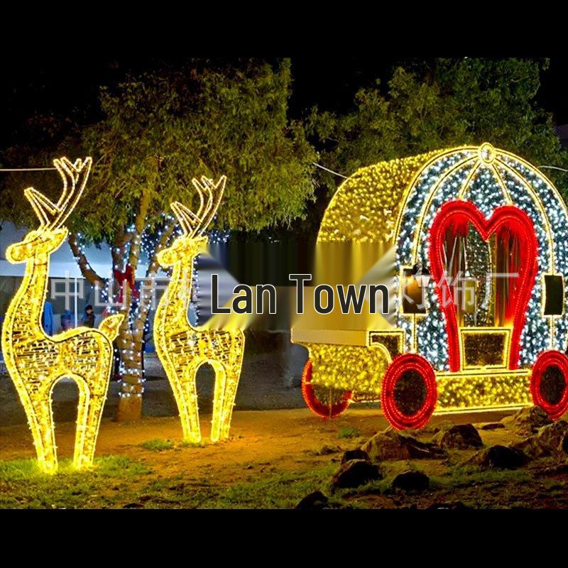 LED Christmas Deer and Cart Outdoor Decorative Lights