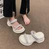 Fairy One-word Women's Casual Outer Slippers 2025 Summer New Muffin Soft Bottom Fashion Rhinestone Slippers Women
