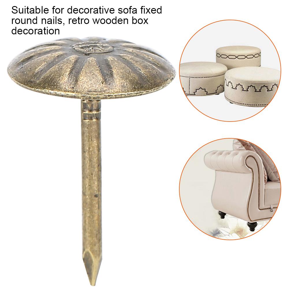 500 Adet 11 x 16mm Baloncuklu Çivi Krizantem Desenli Retro Bronz Demir Kanepe Sabit Dekorasyon