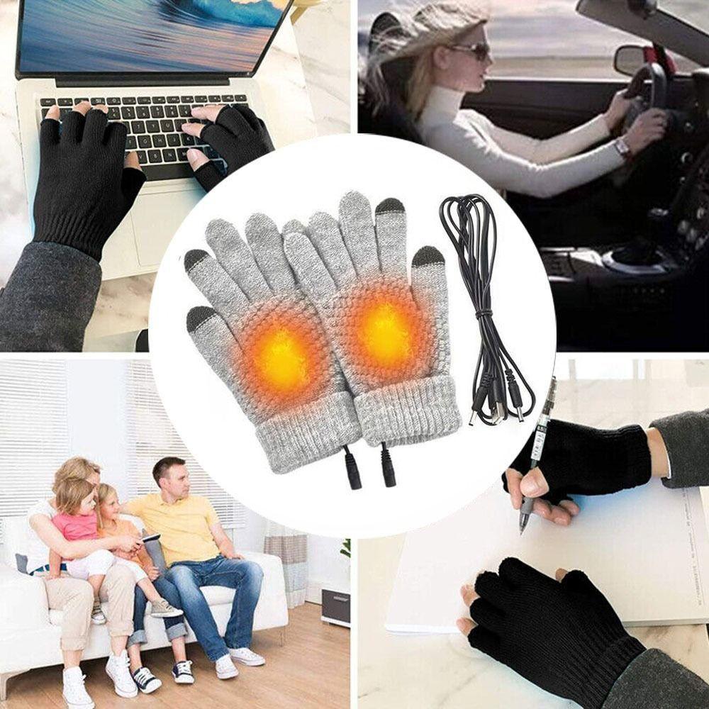 Thickened Winter Electric Mitten Heated Gloves Full Finger Warmer Touch Screen Knitted Gloves