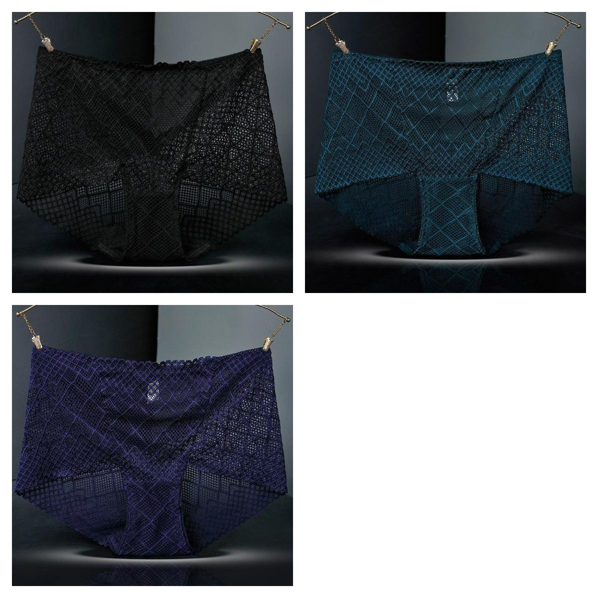 

3Pcs/Let Жіночі дихаючі трусики Сексуальні мереживні сітчасті порожнисті шовкові трусики Нижня частина Бавовняні здоров’яні труси. XXXXL&3pcs