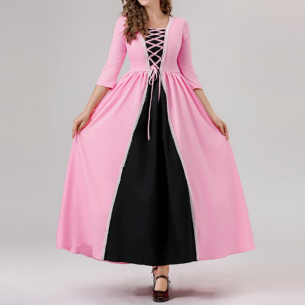 Damen Halloween Kostüm Dark Gothic Hexe Cos Sexy Langer Rock Kleid