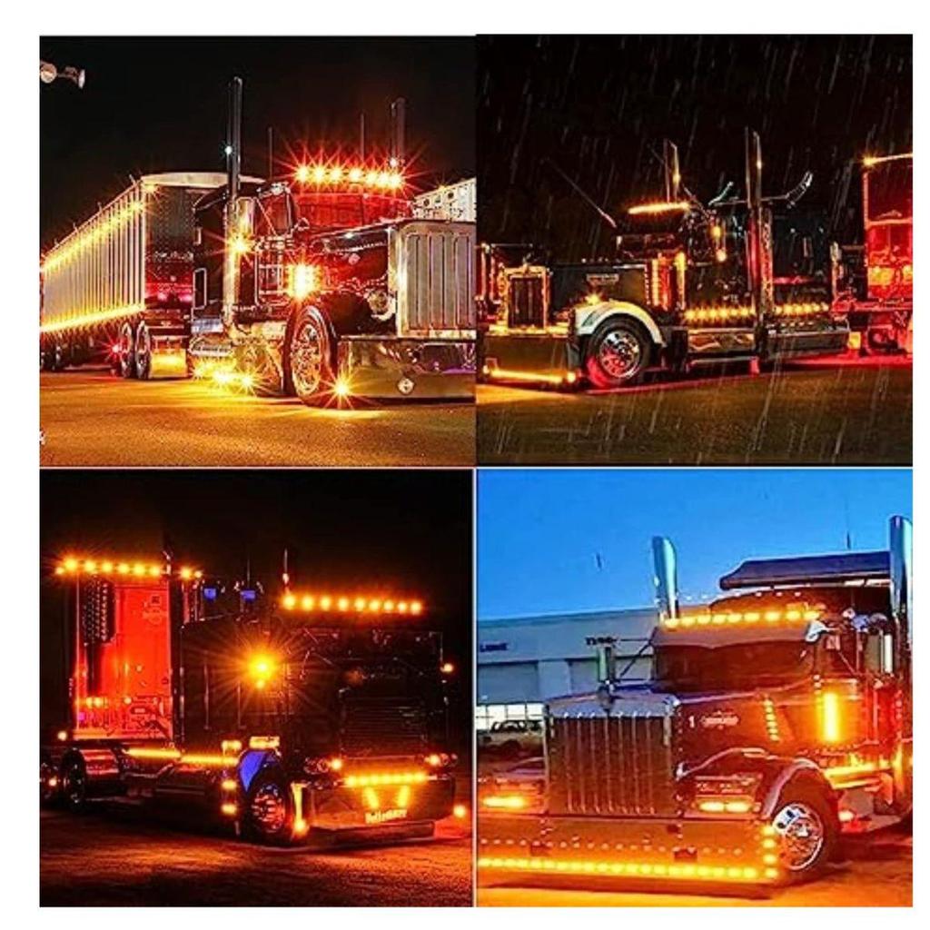 2PCS LED Trailer Marker Lights 24V Waterproof Amber Chicken Lights Universal Side Clearance Lamps for Semi Truck Freightliner Cargo