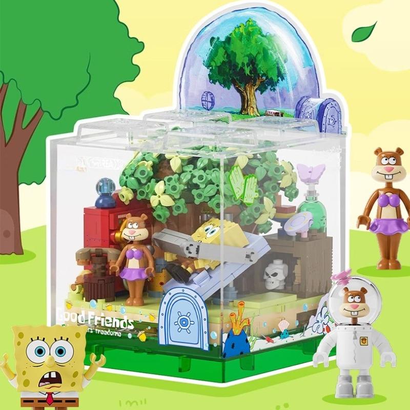Spongebob Pineapple House Building Blocks Creative Puzzle Handmade Assembled Restaurant Trendy Toy Model Ornament Gift