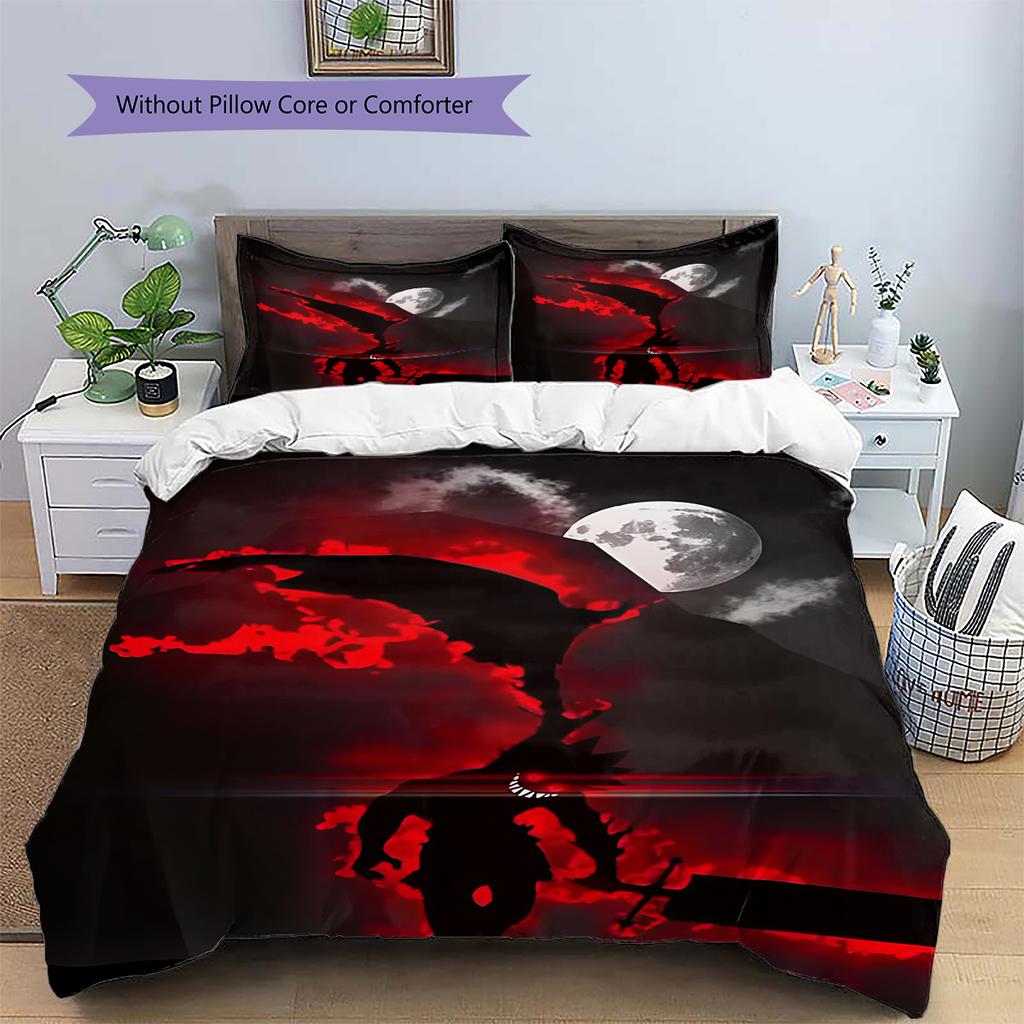 Anime Pattern Bedding Quilt Set Quilt Cover Pillowcase Home Decoration Birthday Gift (1 * Duvet Cover + 2 * Pillowcase, Without Core)