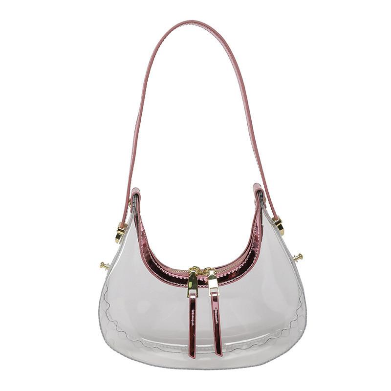 Handbag Transparent Women Summer Fashion Crescent Bag Zipper Closure Bags Travel