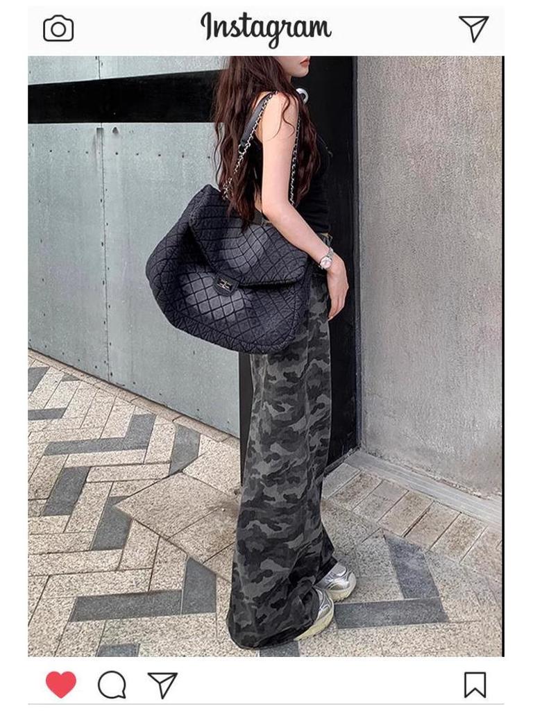 Pantalones Cargo Retro Camuflaje de Talla Grande para Mujer - Sueltos, Largos hasta el Suelo, Llegada Verano 2025