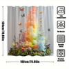 1pc Rainbow Smoke Bath Curtain - Vibrant Gradient Colors with Colorful Butterflies & Floral Base, Whimsical Fantasy Decor Polyes
