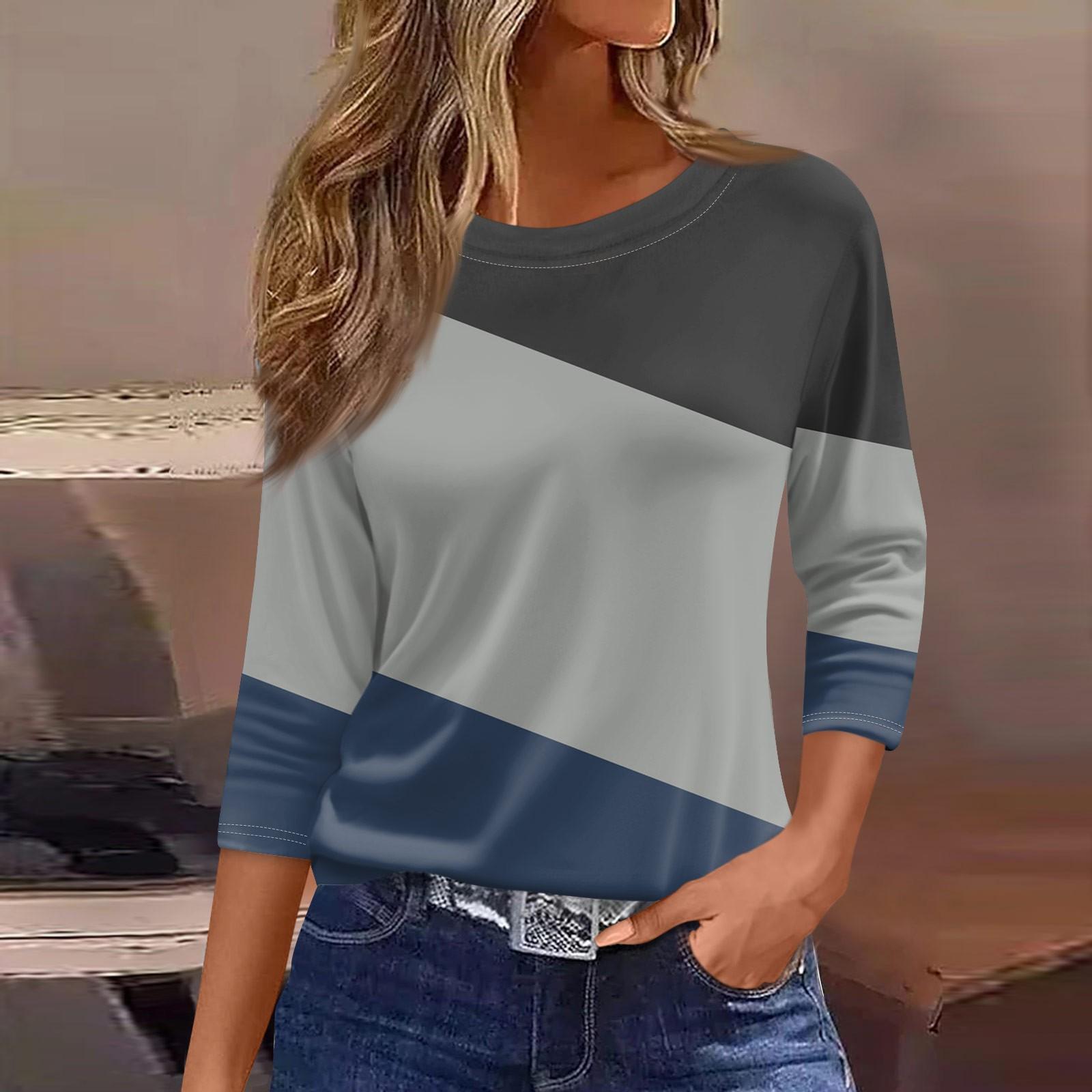 

Женская модная повседневная свободная футболка с круглым вырезом и рукавами 3/4 с принтом, женский топ XL серебряный