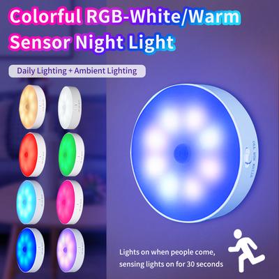 Rechargeable RGB LED Under Cabinet Lights PIR Motion Sensor Night Light Led Lamp Stairs Closet Wardrobe Kitchen Light Room Decor