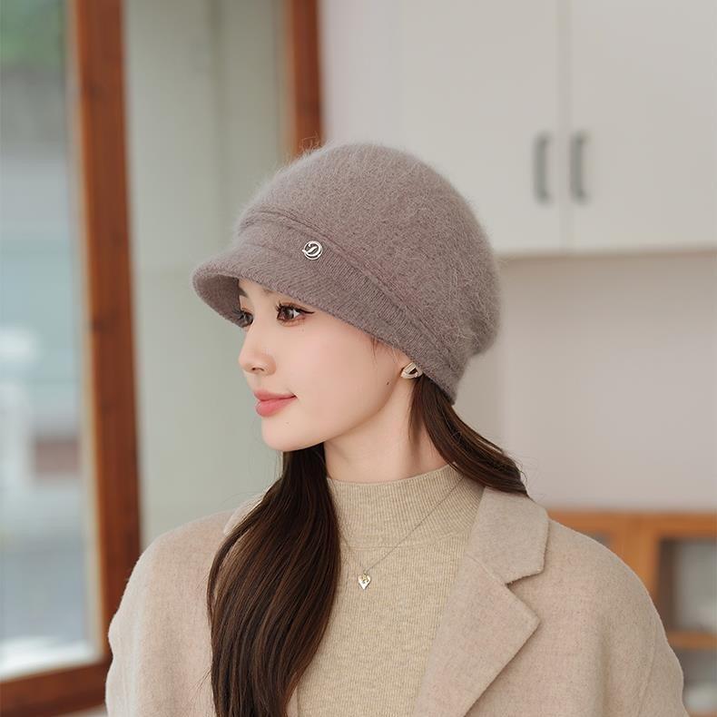 Knitted Wool Hat Women's Autumn and Winter Warm Cold Thickened Ear Hat Winter Cycling Fleece Thickened Warm Wool Hat Ear Protector Knitted Hat