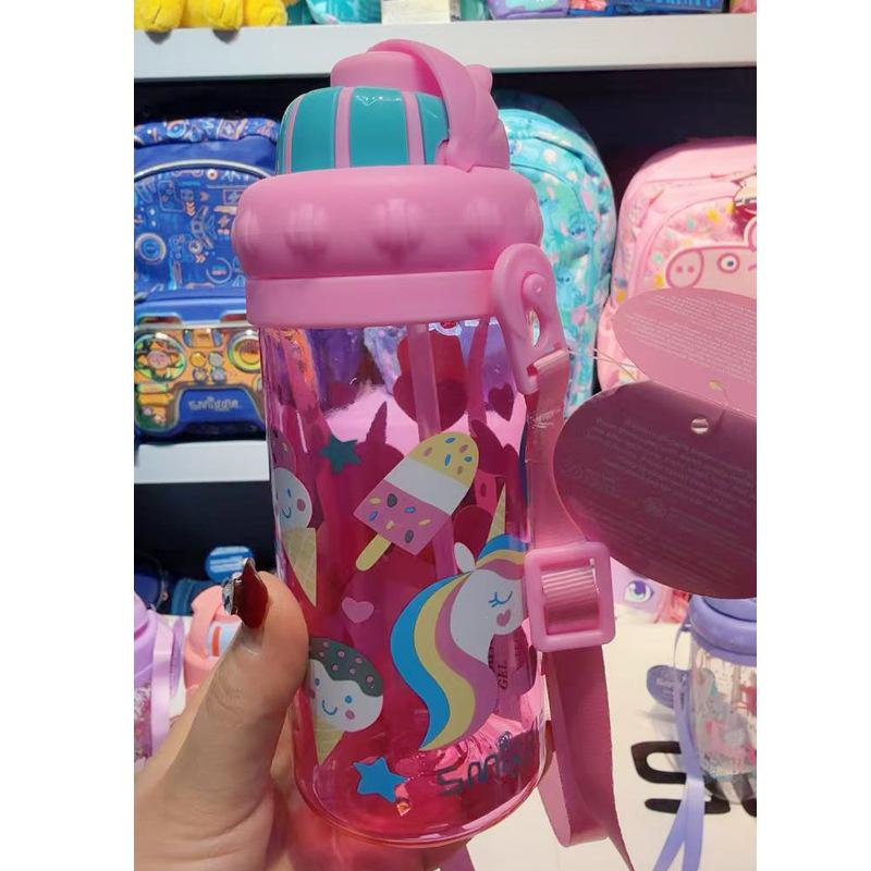 Smiggle Australia Kids Cartoon Straw Bottle Hydration Sports Water Bottle Portable Crossbody Sling Medium