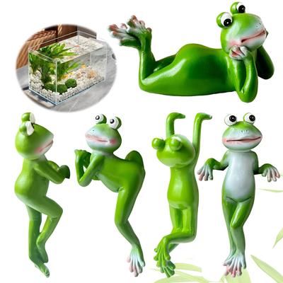 Yoga Resin Frog Sculpture Cute Climbing Frogs Figurines Craft Decorations Frog Ornaments for Home Garden Fence Balcony Patio
