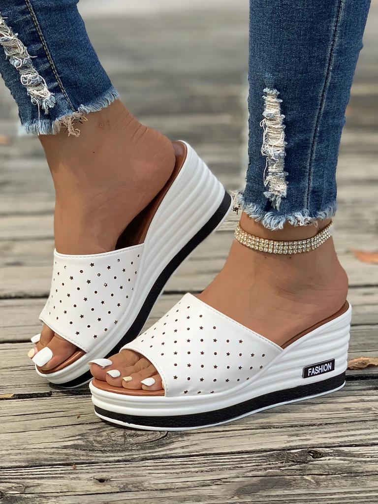 Fashion Women Fashion Wedges Heeled Slippers Casual Flip Flops Summer New Party Platform High Heels Shoes High Heels Peep Toe Slippers