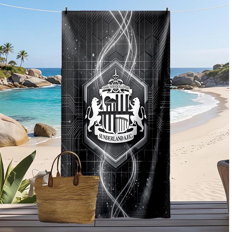 Sunderland Football Print Beach Towel, Large Soft Quick Dry Towel for Beach Camping Swimming