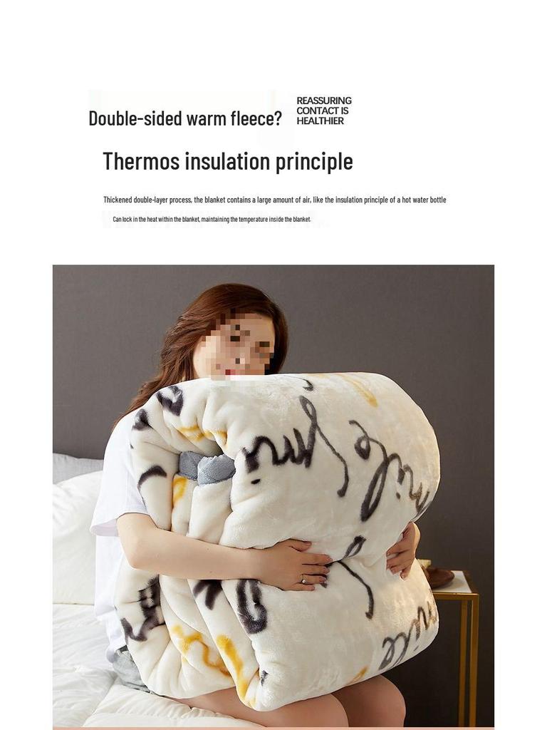 G5Z Thickened Raschel & Coral Flannel Winter Blanket for Dorms & Bedrooms