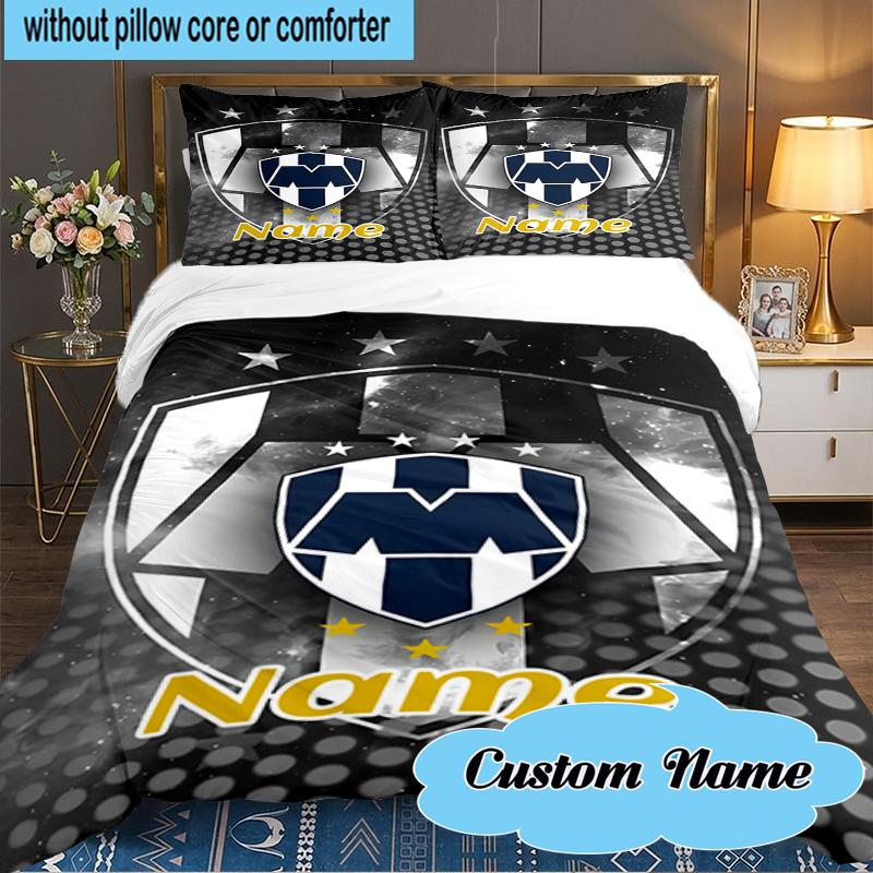 Custom Name Galactic Monterrey Crest Bedding Set 3pcs, Bedding Set Including 1pc Duvet Cover And 2pcs Pillowcases for Bedroom, Dormitory Gift