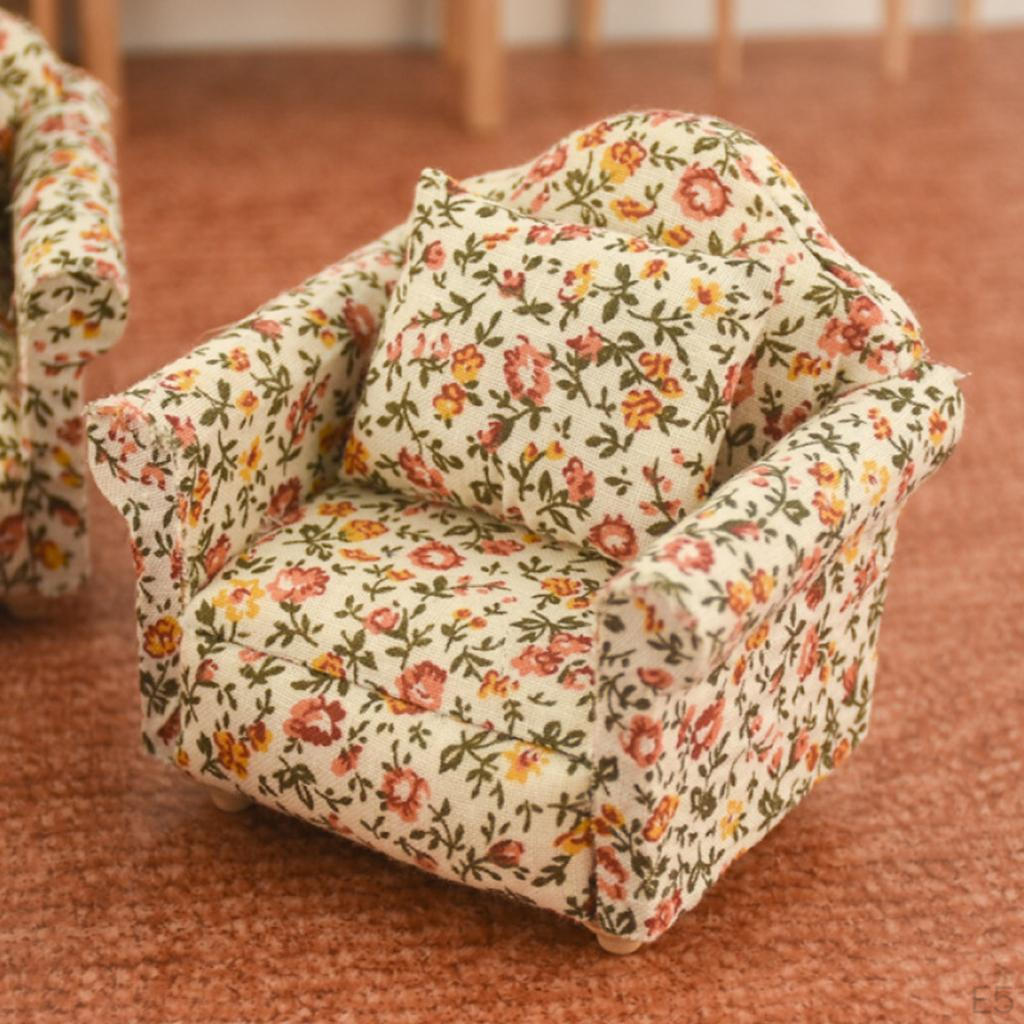 Sofa 1/12 Accessories Pattern Set with Cushions Toys