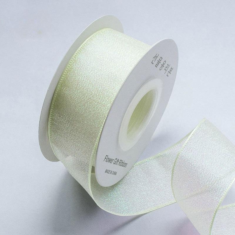 10 yards Rotolo di nastro di organza di colore pieno con bordo ondulato a coda di pesce per bouquet di fiori, regali, confezioni, decorazioni per feste di nozze