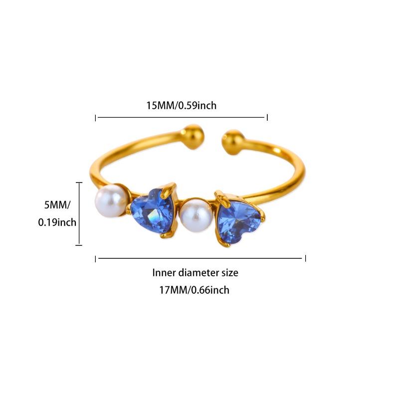 

Fine titanium steel ring women s trendy fashion love zircon pearl open ring