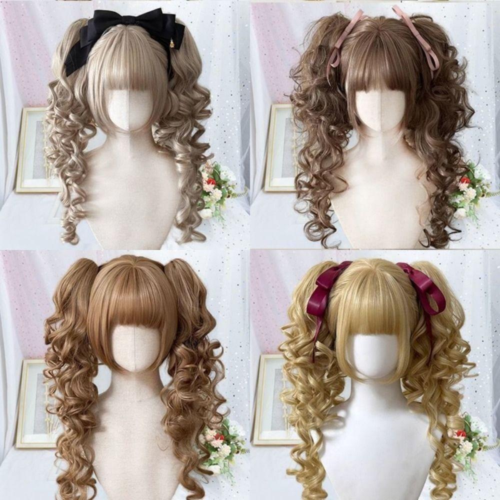 Cosplay Princess Cut Double Ponytail Synthetic Halloween Harajuku Wig Lolita Wig with Bangs Party