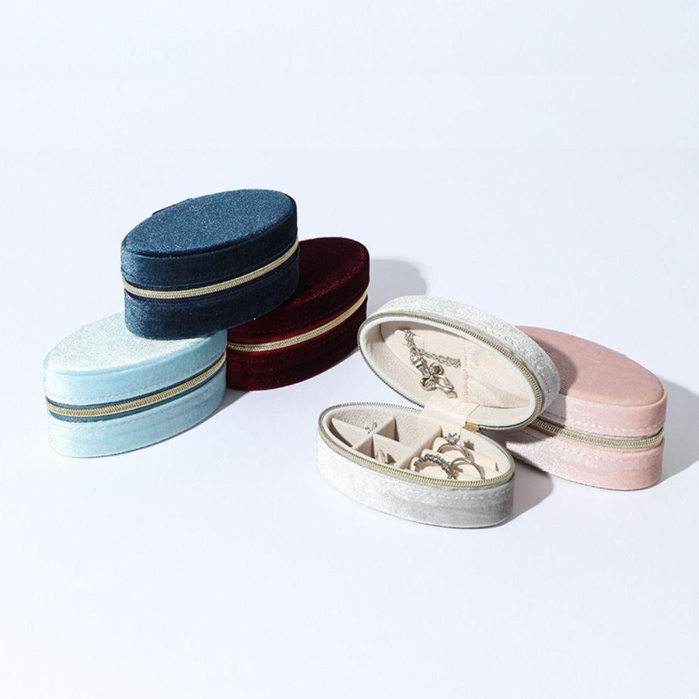Ellipse Reise Schmuckkoffer Tragbare Schmuck Organizer Tasche Halskette Ring Ohrringe für Frauen