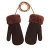 Für 1-4 Jahre Winter Hängende Hals Faux Fur Handschuhe Dicke Warme Gestrickte Fäustlinge Niedliche Cartoon