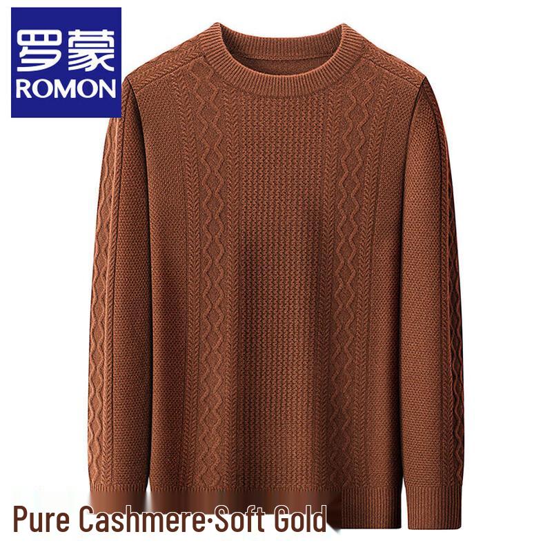 Luomeng Men's 100% Cashmere Round Neck Sweater
