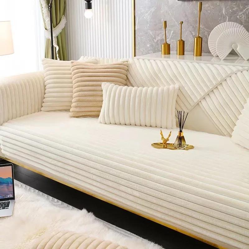 

Утолщенный плюшевый коврик для дивана Зимний теплый чехол для дивана Г-образный секционный противоскользящий чехол для диванаСупермягкое стеганое полотенце для дивана 110x210cm 1pc