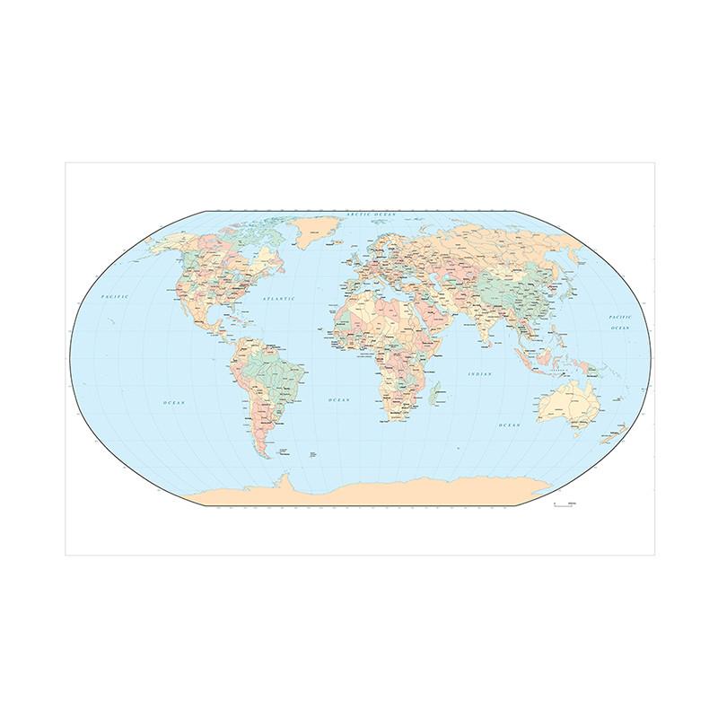 Standard Map World Map with National Flag Classic Edition Map of The World Posters and Prints for School Supplies