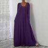 Women's V Neck Short Sleeve Maxi Dress Loose Fit Casual Solid Summer Beach Gown