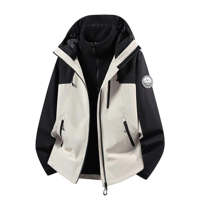 Men Women 3-in-1 Waterproof Windproof Hiking Jacket With Fleece Inner Layer Winter Outdoor Mountaineering