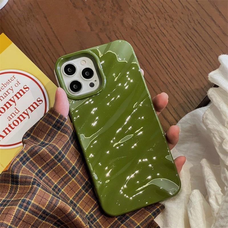 Fashion Ripple Phone Case For Apple iPhone 15 13 11 12 14 Pro Max Plus Soft Silicone Wrinkles Cover Candy Color Shockproof Shell