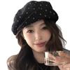 Korean Polka Dot Cloud Beret Female Spring And Summer Big Head Circumference Retro Versatile Painter Hat Showing Face Small Octagonal Hat