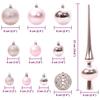 Christmas Ornament Set with 300 LEDs 120 Pcs Pink Plastic
