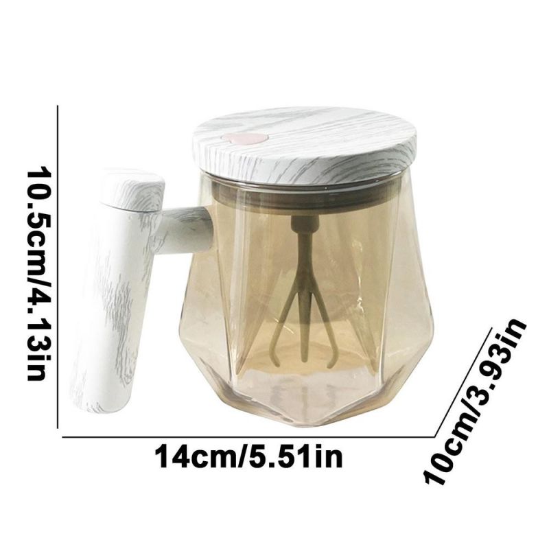 400ML Self Stirring Coffee Mug 7000rpm High Speed Self Mixing Glass Mug With Wooden Handle for Coffee Milk Protein Powder New