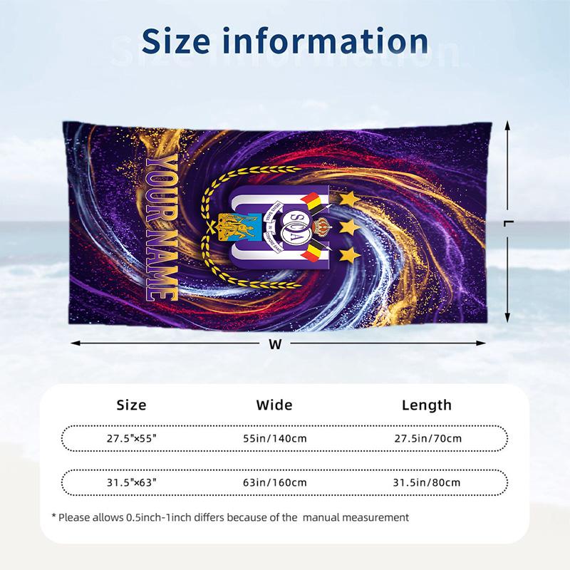 Beach Towel Anderlecht FC Print Custom Name Text Soft Towel for Swimming Pool