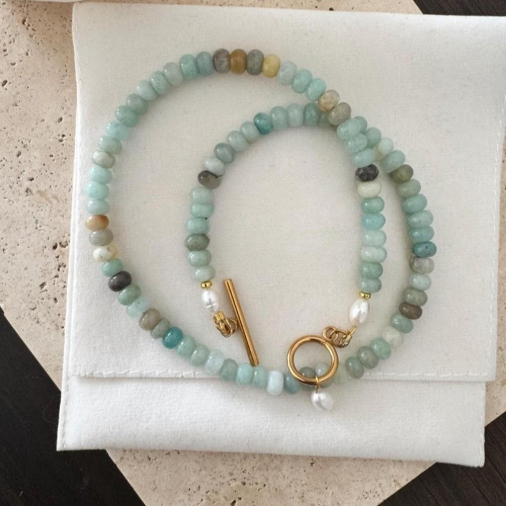 Türkisperlen Perlenkette Natursteinperlen Handgefertigte Kette Neue Kette für Mädchen Geschenk