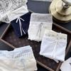 Ladies Spring and Autumn Sweet Contrast Color Cotton Flower Plaid Cute Package Hip Mid Waist Panties
