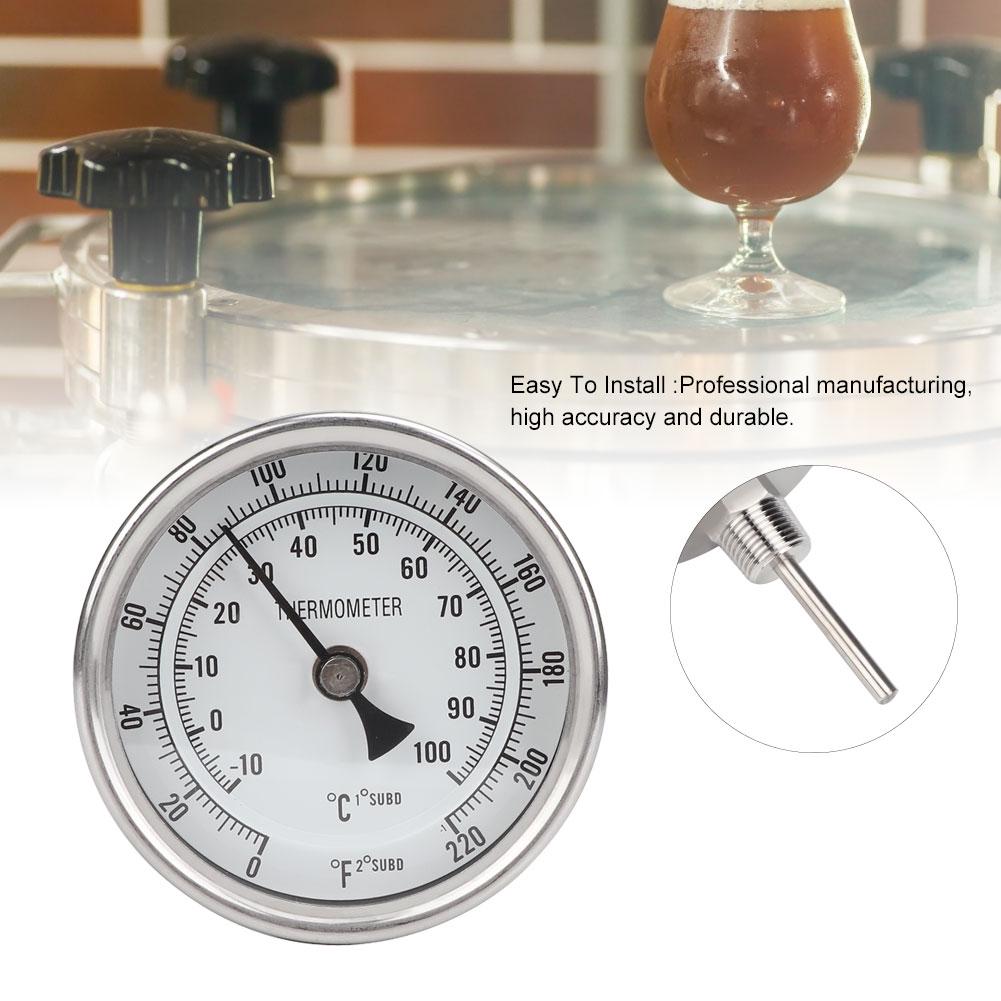 1/2" NPT Stainless Steel Pot Thermometer Metal Dial Thermometer for Brewing Beer