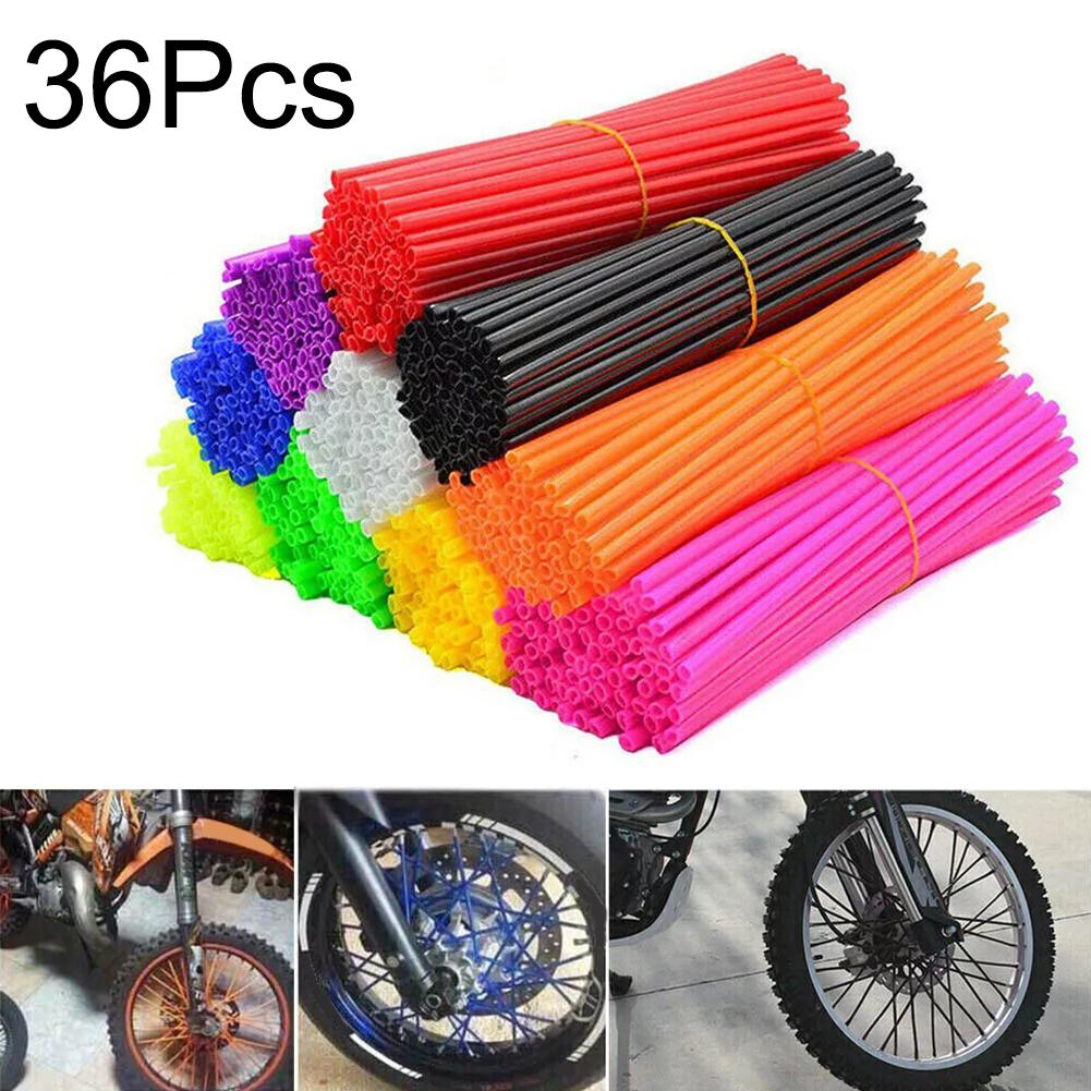 36PCS 23cm Universal Dirt Bike Spoke Covers Motorcycle Wheel Rim Spoke Wrap Kit Skins Protector Cover For Motocross Bicycle