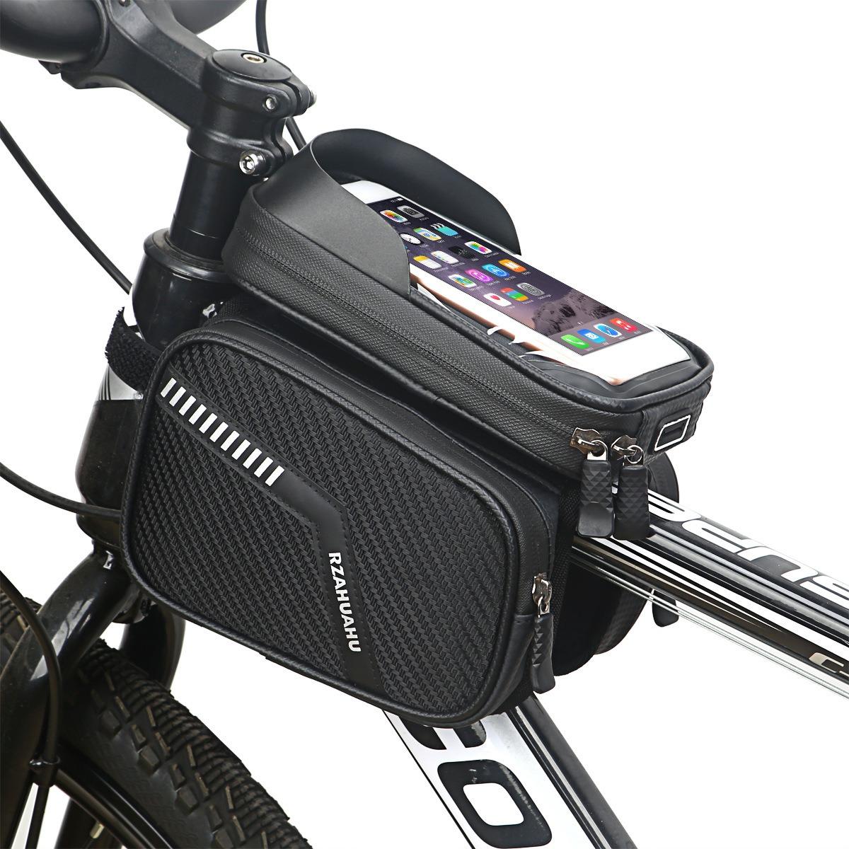 

Waterproof Bike Front Beam Bag with Touch Screen Sun Visor Cycling Storage and Phone Holder for Bicycles чорний