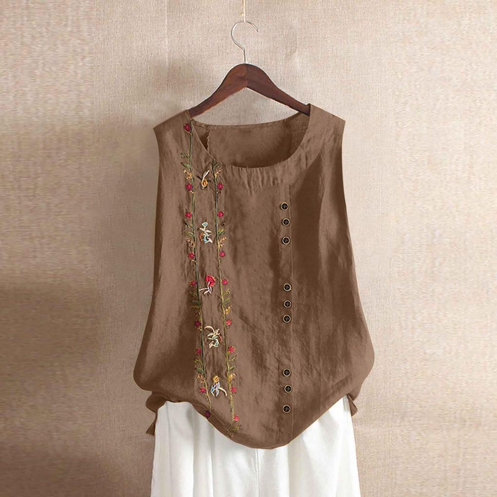 Damen Sommer Mode Rundhals Weste Ärmellos Urlaub Lässig Locker Basic Hemd Top